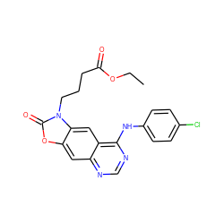 CCOC(=O)CCCn1c(=O)oc2cc3ncnc(Nc4ccc(Cl)cc4)c3cc21 ZINC000473126349