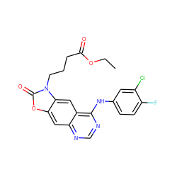 CCOC(=O)CCCn1c(=O)oc2cc3ncnc(Nc4ccc(F)c(Cl)c4)c3cc21 ZINC000473124093