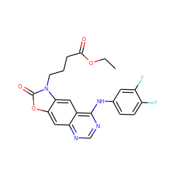 CCOC(=O)CCCn1c(=O)oc2cc3ncnc(Nc4ccc(F)c(F)c4)c3cc21 ZINC000473122213