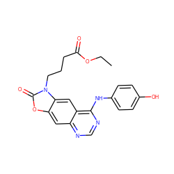 CCOC(=O)CCCn1c(=O)oc2cc3ncnc(Nc4ccc(O)cc4)c3cc21 ZINC000473122460