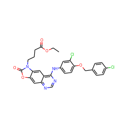 CCOC(=O)CCCn1c(=O)oc2cc3ncnc(Nc4ccc(OCc5ccc(Cl)cc5)c(Cl)c4)c3cc21 ZINC000473113295