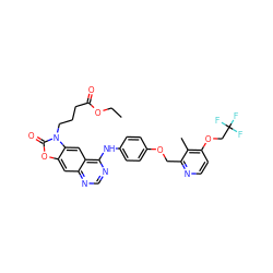 CCOC(=O)CCCn1c(=O)oc2cc3ncnc(Nc4ccc(OCc5nccc(OCC(F)(F)F)c5C)cc4)c3cc21 ZINC000473125811