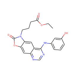 CCOC(=O)CCCn1c(=O)oc2cc3ncnc(Nc4cccc(O)c4)c3cc21 ZINC000473119808