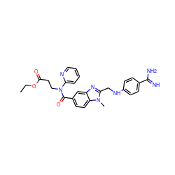 CCOC(=O)CCN(C(=O)c1ccc2c(c1)nc(CNc1ccc(C(=N)N)cc1)n2C)c1ccccn1 ZINC000002043398