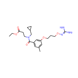 CCOC(=O)CCN(CC1CC1)C(=O)c1cc(C)cc(OCCCON=C(N)N)c1 ZINC000027204510