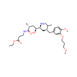 CCOC(=O)CCNC(=O)[C@H](C)C[C@H](O)[C@@H](N)C[C@H](Cc1ccc(OC)c(OCCCOC)c1)C(C)C ZINC000014967590