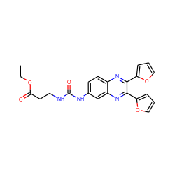 CCOC(=O)CCNC(=O)Nc1ccc2nc(-c3ccco3)c(-c3ccco3)nc2c1 ZINC000066128912