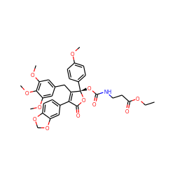 CCOC(=O)CCNC(=O)O[C@@]1(c2ccc(OC)cc2)OC(=O)C(c2ccc3c(c2)OCO3)=C1Cc1cc(OC)c(OC)c(OC)c1 ZINC000026820813