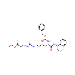 CCOC(=O)CCNC(=S)NCCCC[C@H](NC(=O)OCc1ccccc1)C(=O)N[C@@H]1CCSc2ccccc21 ZINC000220051223