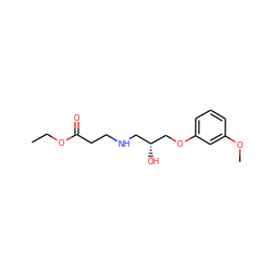 CCOC(=O)CCNC[C@@H](O)COc1cccc(OC)c1 ZINC000029208119