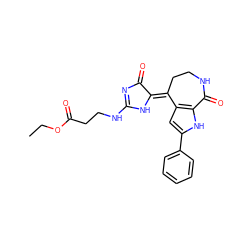 CCOC(=O)CCNC1=NC(=O)/C(=C2\CCNC(=O)c3[nH]c(-c4ccccc4)cc32)N1 ZINC000073198474