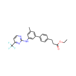 CCOC(=O)CCc1ccc(-c2cc(C)cc(Nc3nccc(C(F)(F)F)n3)c2)cc1 ZINC001772586899