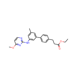 CCOC(=O)CCc1ccc(-c2cc(C)cc(Nc3nccc(OC)n3)c2)cc1 ZINC001772622861