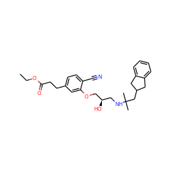 CCOC(=O)CCc1ccc(C#N)c(OC[C@H](O)CNC(C)(C)CC2Cc3ccccc3C2)c1 ZINC000034357082