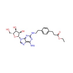 CCOC(=O)CCc1ccc(CCNc2nc(N)c3ncn([C@@H]4O[C@H](CO)[C@@H](O)[C@H]4O)c3n2)cc1 ZINC000013823878