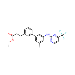 CCOC(=O)CCc1cccc(-c2cc(C)cc(Nc3nccc(C(F)(F)F)n3)c2)c1 ZINC001772642500