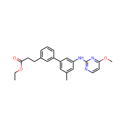 CCOC(=O)CCc1cccc(-c2cc(C)cc(Nc3nccc(OC)n3)c2)c1 ZINC001772593616