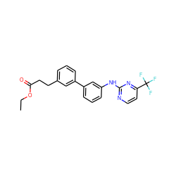 CCOC(=O)CCc1cccc(-c2cccc(Nc3nccc(C(F)(F)F)n3)c2)c1 ZINC001772579064