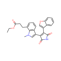 CCOC(=O)CCc1cccc2c(C3=C(c4coc5ccccc45)C(=O)NC3=O)cn(C)c12 ZINC000040951053