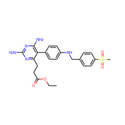 CCOC(=O)CCc1nc(N)nc(N)c1-c1ccc(NCc2ccc(S(C)(=O)=O)cc2)cc1 ZINC000028572192