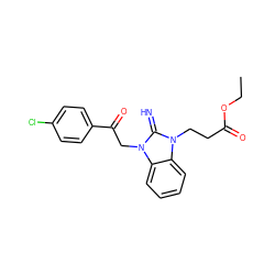 CCOC(=O)CCn1c(=N)n(CC(=O)c2ccc(Cl)cc2)c2ccccc21 ZINC000029125734