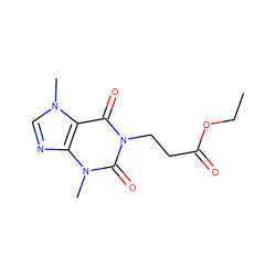 CCOC(=O)CCn1c(=O)c2c(ncn2C)n(C)c1=O ZINC000013745123