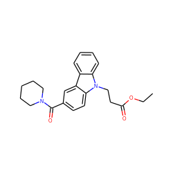 CCOC(=O)CCn1c2ccccc2c2cc(C(=O)N3CCCCC3)ccc21 ZINC000096938368