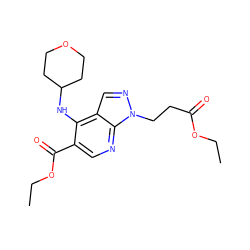 CCOC(=O)CCn1ncc2c(NC3CCOCC3)c(C(=O)OCC)cnc21 ZINC000045495550