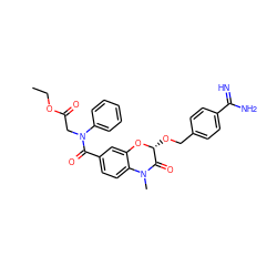 CCOC(=O)CN(C(=O)c1ccc2c(c1)O[C@H](OCc1ccc(C(=N)N)cc1)C(=O)N2C)c1ccccc1 ZINC000040865027