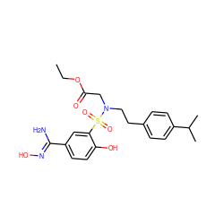 CCOC(=O)CN(CCc1ccc(C(C)C)cc1)S(=O)(=O)c1cc(/C(N)=N/O)ccc1O ZINC000040860323