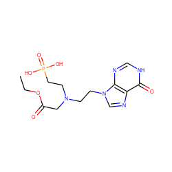 CCOC(=O)CN(CCn1cnc2c(=O)[nH]cnc21)CCP(=O)(O)O ZINC000095580453