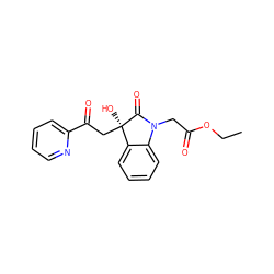 CCOC(=O)CN1C(=O)[C@](O)(CC(=O)c2ccccn2)c2ccccc21 ZINC000001157177