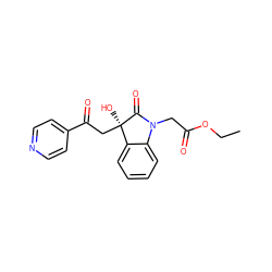 CCOC(=O)CN1C(=O)[C@](O)(CC(=O)c2ccncc2)c2ccccc21 ZINC000001149761