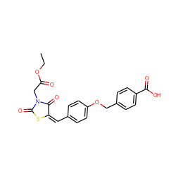 CCOC(=O)CN1C(=O)S/C(=C/c2ccc(OCc3ccc(C(=O)O)cc3)cc2)C1=O ZINC000006491936