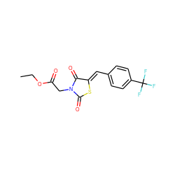 CCOC(=O)CN1C(=O)S/C(=C\c2ccc(C(F)(F)F)cc2)C1=O ZINC000001138128