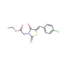 CCOC(=O)CN1C(=O)S/C(=C\c2ccc(Cl)cc2)C1=O ZINC000001145576