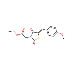 CCOC(=O)CN1C(=O)S/C(=C\c2ccc(OC)cc2)C1=O ZINC000001469712