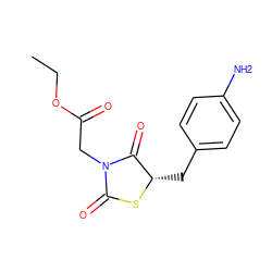 CCOC(=O)CN1C(=O)S[C@@H](Cc2ccc(N)cc2)C1=O ZINC000103294043