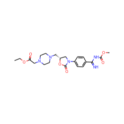 CCOC(=O)CN1CCN(C[C@@H]2CN(c3ccc(C(=N)NC(=O)OC)cc3)C(=O)O2)CC1 ZINC000022447381