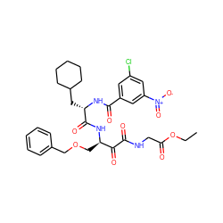 CCOC(=O)CNC(=O)C(=O)[C@@H](COCc1ccccc1)NC(=O)[C@H](CC1CCCCC1)NC(=O)c1cc(Cl)cc([N+](=O)[O-])c1 ZINC000049793295