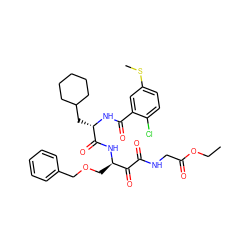 CCOC(=O)CNC(=O)C(=O)[C@@H](COCc1ccccc1)NC(=O)[C@H](CC1CCCCC1)NC(=O)c1cc(SC)ccc1Cl ZINC000049777197