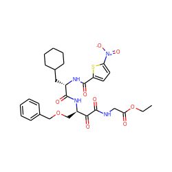 CCOC(=O)CNC(=O)C(=O)[C@@H](COCc1ccccc1)NC(=O)[C@H](CC1CCCCC1)NC(=O)c1ccc([N+](=O)[O-])s1 ZINC000049777207