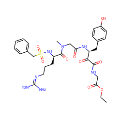 CCOC(=O)CNC(=O)C(=O)[C@H](Cc1ccc(O)cc1)NC(=O)CN(C)C(=O)[C@@H](CCCN=C(N)N)NS(=O)(=O)Cc1ccccc1 ZINC000026386525