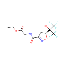 CCOC(=O)CNC(=O)C1=NO[C@H](C(O)(C(F)(F)F)C(F)(F)F)C1 ZINC000036184794