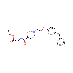 CCOC(=O)CNC(=O)C1CCN(CCOc2ccc(Cc3ccccc3)cc2)CC1 ZINC000013860535