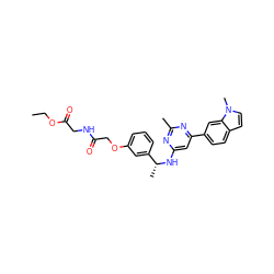 CCOC(=O)CNC(=O)COc1cccc([C@@H](C)Nc2cc(-c3ccc4ccn(C)c4c3)nc(C)n2)c1 ZINC000205834165