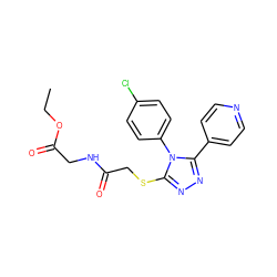 CCOC(=O)CNC(=O)CSc1nnc(-c2ccncc2)n1-c1ccc(Cl)cc1 ZINC000002323173