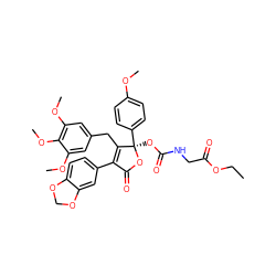 CCOC(=O)CNC(=O)O[C@]1(c2ccc(OC)cc2)OC(=O)C(c2ccc3c(c2)OCO3)=C1Cc1cc(OC)c(OC)c(OC)c1 ZINC000003954795