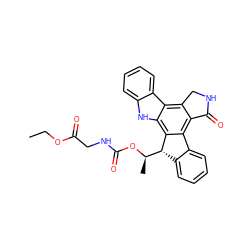 CCOC(=O)CNC(=O)O[C@H](C)[C@H]1c2ccccc2-c2c3c(c4c([nH]c5ccccc54)c21)CNC3=O ZINC000029043361