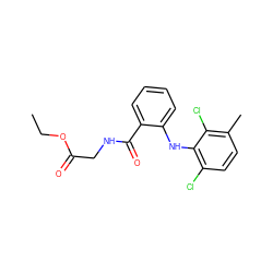 CCOC(=O)CNC(=O)c1ccccc1Nc1c(Cl)ccc(C)c1Cl ZINC000013438054